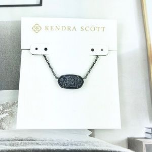 Kendra Scott Elisa black drusy gunmetal necklace